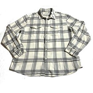 American Eagle Super Soft Flannel Mens Size XL Cream Plaid 100% Cotton Shirt NWT
